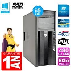 Pc tour workstation z210 i5-2400 ram 8go disque 480go ssd graveur dvd wifi w7