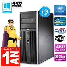 Pc tour compaq 8200 core i3-2120 ram 8go disque 480go ssd graveur dvd wifi w7
