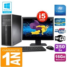 Pc tour compaq 8200 core i5-2400 ram 16go disque 250 go wifi w7 ecran 22'
