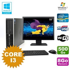 Pc compaq 6200 pro sff core i3 3.1ghz 8go 500go dvd wifi w7 ecran 22