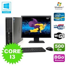 Pc elite 8200 sff core i3 3.1ghz 8go 500go dvd wifi w7 ecran 19'