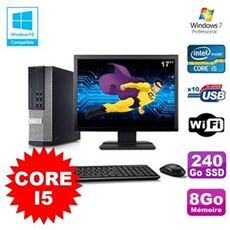 PC De Bureau Dell Lot PC Dell Optiplex 790 Sff Core i5 3,1Ghz 8Go 240Go SSD WiFi W7 + Ecran 17