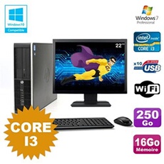 Pc compaq 6200 pro sff core i3 3.1ghz 16go 250go dvd wifi w7 ecran 22