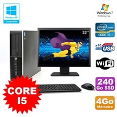 Pc elite 8200 sff core i5 3.1ghz 4go 240go ssd dvd wifi w7 ecran 22