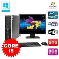 Pc elite 8200 sff core i5 3.1ghz 8go 2to dvd wifi w7 ecran 22'