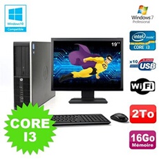 Pc elite 8200 sff core i3 3.1ghz 16go 2to dvd wifi w7 ecran 19'