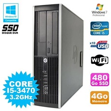 Pc elite 8300 sff core i5 3470 3.2ghz 4go 480go ssd graveur usb3 wifi w7