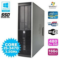 Pc elite 8300 sff core i5 3470 3.2ghz 16go 480go ssd graveur usb3 wifi w7