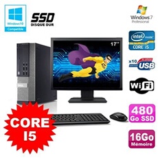 PC De Bureau Dell Lot PC Dell Optiplex 790 Sff Core i5 3,1Ghz 16Go 480Go SSD WiFi W7 + Ecran 17
