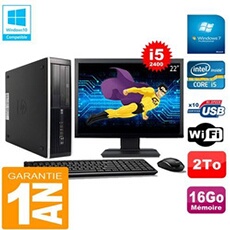 Pc compaq pro 6300 sff i5-2400 16go 2to graveur dvd wifi w7 ecran 22'