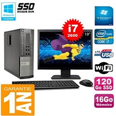 Pc 990 sff core i7-2600 ram 16go disque 120go ssd graveur wifi w7 ecran 19'