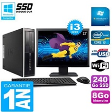 Pc compaq pro 6300 sff i3-3220 8go 240go ssd graveur dvd wifi w7 ecran 22'