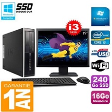 Pc compaq pro 6300 sff i3-3220 16go 240go ssd graveur dvd wifi w7 ecran 19'