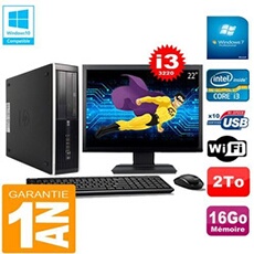 Pc compaq pro 6300 sff i3-3220 16go 2to graveur dvd wifi w7 ecran 22'