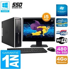 Pc compaq pro 6300 sff i5-2400 4go 480go ssd graveur dvd wifi w7 ecran 22'