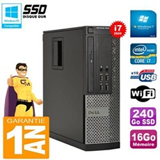 Pc optiplex 9010 sff core i7-2600 16go disque 240go ssd graveur dvd wifi w7