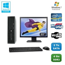 Pc De Bureau Hp Pc Hp Compaq 8100 Elite Sff Intel Core I5 650 3.2Ghz 4Go 2To Hdd Ecran 22 Wifi Windows 7