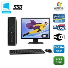 Pc De Bureau Hp Pc Hp Compaq 8100 Sff Intel Core I5 650 3.2Ghz 4Go 240Go Ssd Ecran 19 Wifi Windows 7