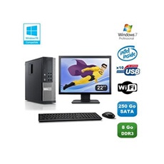 Pc De Bureau Dell Lot Pc Dell Optiplex 790 Sff Pentium G840 2.8Ghz 8Go 250Go Wifi W7 Pro +Ecran 22