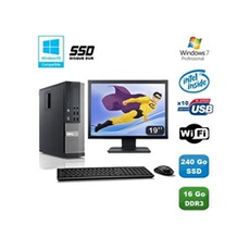 PC De Bureau Dell Lot PC Dell Optiplex 790 Sff G840 2.8Ghz 16Go 240Go SSD WiFi W7 Pro + Ecran 19