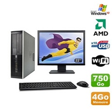 PC De Bureau HP Lot PC HP Compaq 6005 Pro Sff Amd 3Ghz 4Go 750Go Graveur WiFi Windows Xp + 22"