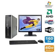 PC De Bureau HP Lot PC HP Compaq 6005 Pro Sff Amd 3Ghz 4Go 160Go Graveur WiFi Win 7 Pro + 22"