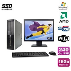 PC De Bureau HP PC HP Compaq 6005 Sff Amd Athlon II X2 B24 3.0Ghz 16Go 240Go Hdd Ecran 19 WiFi Windows 7
