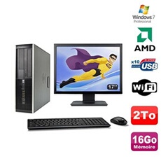 PC De Bureau HP Lot PC HP Compaq 6005 Pro Sff Amd 3Ghz 16Go 2To Graveur WiFi Win 7 Pro + 17"