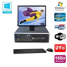 Pc compaq 6200 pro sff intel i3 3.3ghz 16go 2to graveur wifi w7 pro 22'