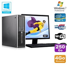 Pc elite 8300 sff i5-3470 3.2ghz 4go 250go graveur wifi w7 ecran 22'