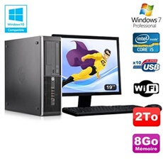 PC De Bureau HP PC HP Compaq 8300 Sff Intel Core i5 3470 3.2Ghz 8Go 2To Hdd Ecran 19 WiFi Windows 7