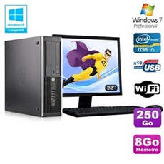 Pc elite 8300 sff i5-3470 3.2ghz 8go 250go graveur wifi w7 ecran 22'