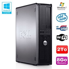 Pc optiplex 780 dt intel e5200 2,5ghz 8go disque 2000go wifi win 7 pro