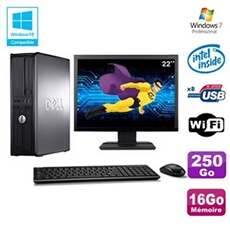 Unité Centrale Dell Lot Pc Dell Optiplex 780 Dt Intel E5200 2,5Ghz 16Go 250Go Wifi Win 7 + Ecran 22"