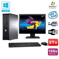 PC De Bureau Dell Lot PC Dell Optiplex 780 Dt Intel E5200 2,5Ghz 16Go 2000Go WiFi Win 7 + Ecran 17"