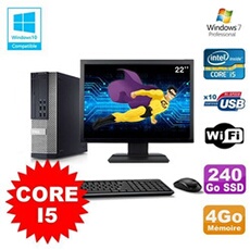 PC De Bureau Dell Lot PC Dell Optiplex 790 Sff Core i5 3,1Ghz 4Go 240Go SSD WiFi W7 + Ecran 22