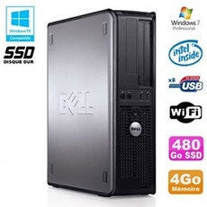 Pc optiplex 780 dt intel e5200 2,5ghz 4go 480go ssd wifi win 7 pro
