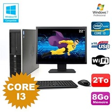 Pc compaq 6200 pro sff core i3 3.1ghz 8go 2to dvd wifi w7 ecran 22