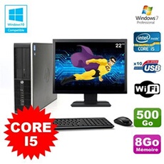 Pc elite 8200 sff core i5 3.1ghz 8go 500go dvd wifi w7 ecran 22'