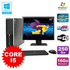 Pc elite 8200 sff core i5 3.1ghz 16go 250go dvd wifi w7 ecran 22'