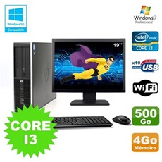 Pc elite 8200 sff core i3 3.1ghz 4go 500go dvd wifi w7 ecran 19'