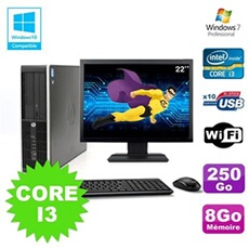 Pc elite 8200 sff core i3 3.1ghz 8go 250go dvd wifi w7 ecran 22'