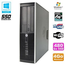 Pc compaq 6005 pro sff amd 3ghz 4go ddr3 480go ssd graveur wifi win 7 pro