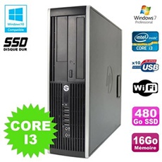Pc elite 8200 sff intel core i3 3.1ghz 16go disque 480go ssd dvd wifi w7