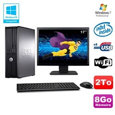 Pc optiplex 780 dt intel e8400 3ghz 8go 2000go wifi win 7 ecran 17'