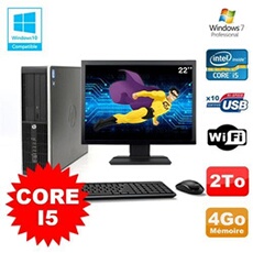Pc elite 8200 sff core i5 3.1ghz 4go 2to dvd wifi w7 ecran 22'