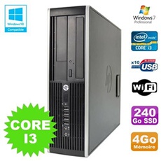 Pc elite 8200 sff intel core i3 3.1ghz 4go disque 240go ssd dvd wifi w7