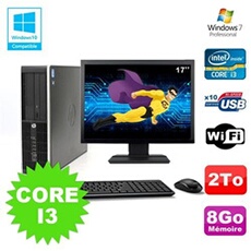 Pc elite 8200 sff core i3 3.1ghz 8go 2to dvd wifi w7 ecran 17'