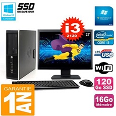 Pc compaq 8300 sff ecran 22' core i3-2120 ram 16go disque 120 go ssd wifi w7