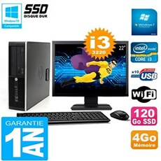 Pc compaq 8300 sff ecran 22' core i3-3220 ram 4go disque 120 go ssd wifi w7